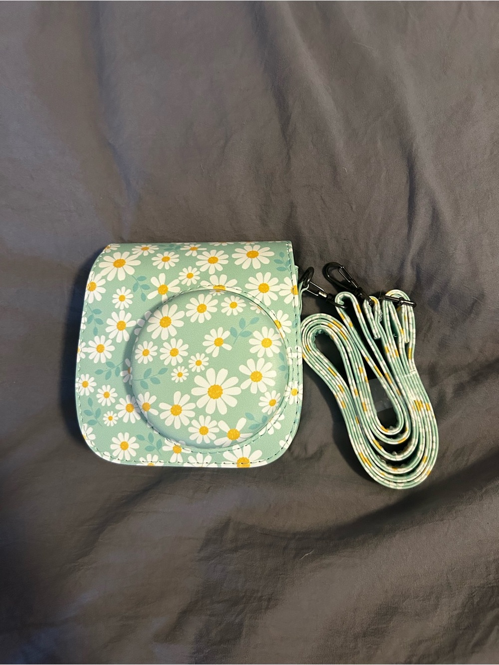 Instax mini 9 with Floral Daisy Camera Case in Mint Green and White